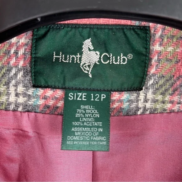 Vintage wool blend plaid‎ blazer riding jacket size 12P - Picture 4 of 9